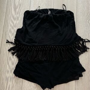 Fringe Strapless Romper